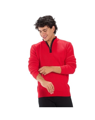 BHA831 Sueter Cuello Alto Punto Ingles Color Rojo Talla S M L XL
