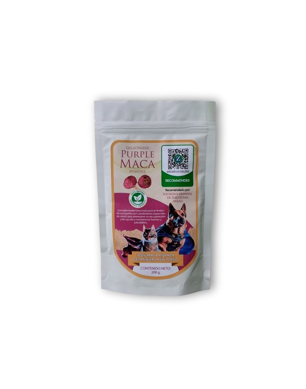 MACA PET MORADA EN POLVO GELATINIZADA 100% PURA