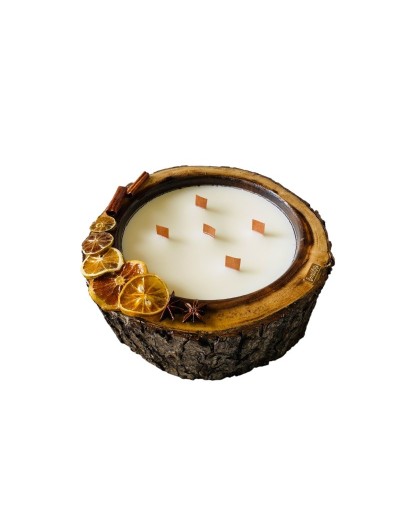 Vela en tronco de madera - CITRICOS - EXTRA GRANDE