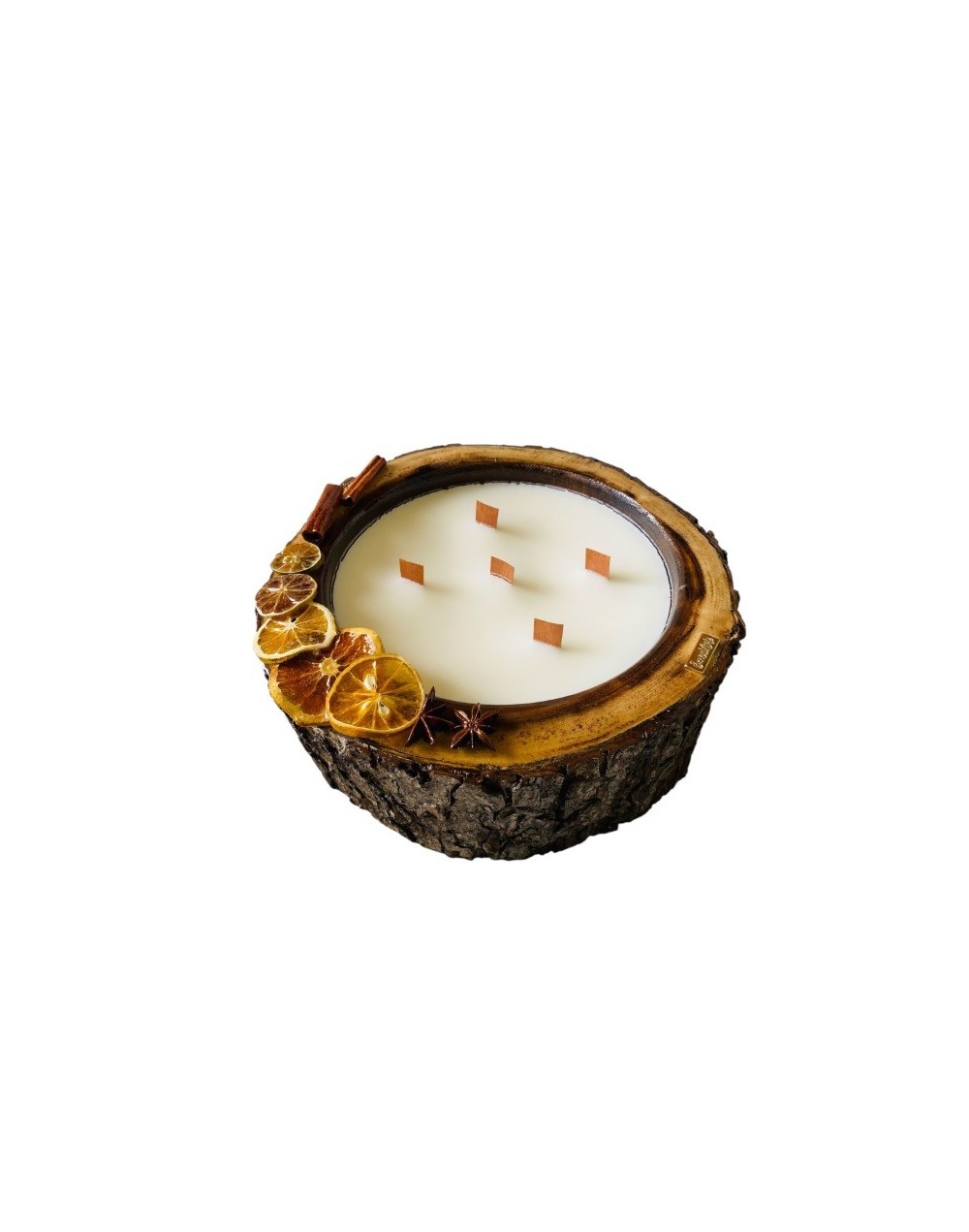 Vela en tronco de madera - CITRICOS - EXTRA GRANDE