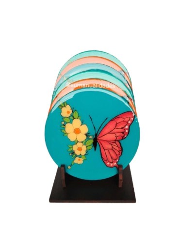 Portavasos mariposas redondo kiut