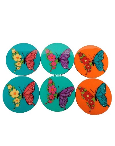 Portavasos mariposas redondo kiut