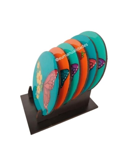 Portavasos mariposas redondo kiut