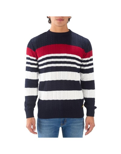 MHC814 Saco Trenzado 3 Colores Azul Rojo Marfil Talla S M L XL