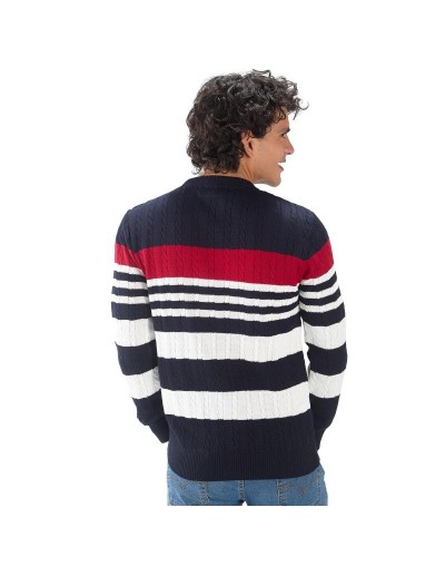 MHC814 Saco Trenzado 3 Colores Azul Rojo Marfil Talla S M L XL