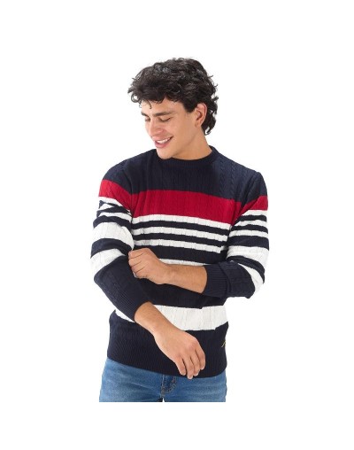 MHC814 Saco Trenzado 3 Colores Azul Rojo Marfil Talla S M L XL