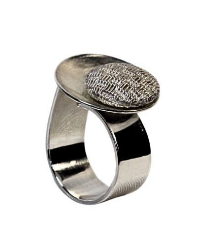 Anillo Disco 2 Swa en plata tejido a mano | Ilú