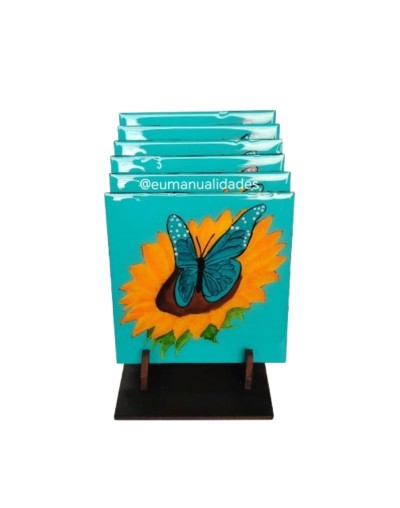 Portavasos mariposas cuadrado