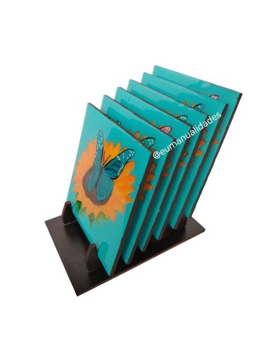 Portavasos mariposas cuadrado