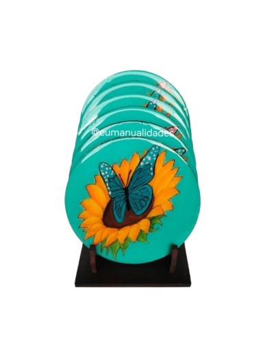 Portavasos mariposas redondo