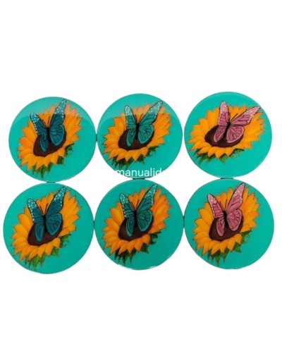 Portavasos mariposas redondo