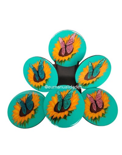 Portavasos mariposas redondo