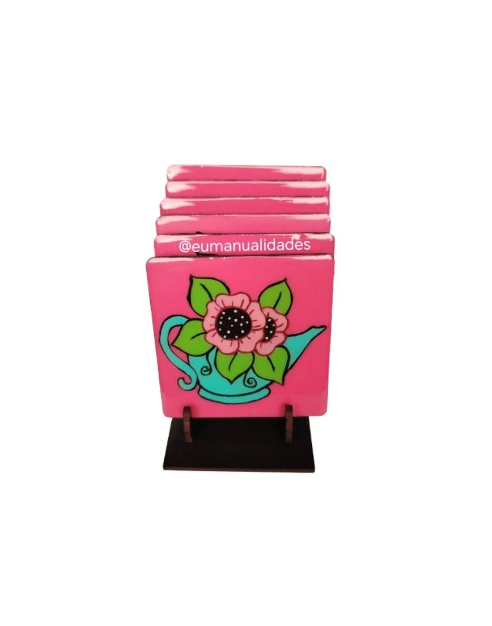 Portavasos tetera floral cuadrado