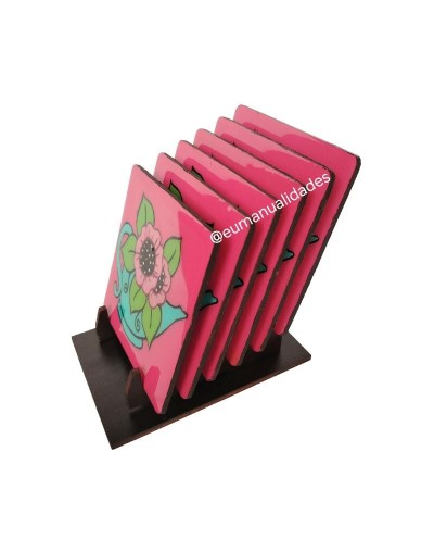 Portavasos tetera floral cuadrado