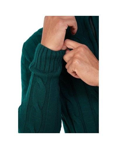 DHA786 Chaqueta Trenzada Color Verde Botella Talla S M L XL