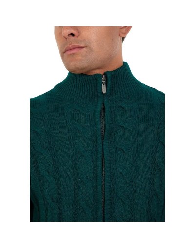 DHA786 Chaqueta Trenzada Color Verde Botella Talla S M L XL