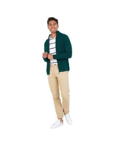 DHA786 Chaqueta Trenzada Color Verde Botella Talla S M L XL