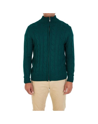 DHA786 Chaqueta Trenzada Color Verde Botella Talla S M L XL