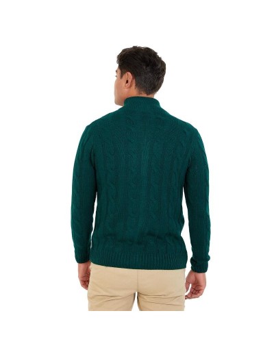 DHA786 Chaqueta Trenzada Color Verde Botella Talla S M L XL