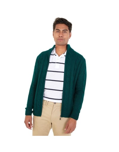 DHA786 Chaqueta Trenzada Color Verde Botella Talla S M L XL