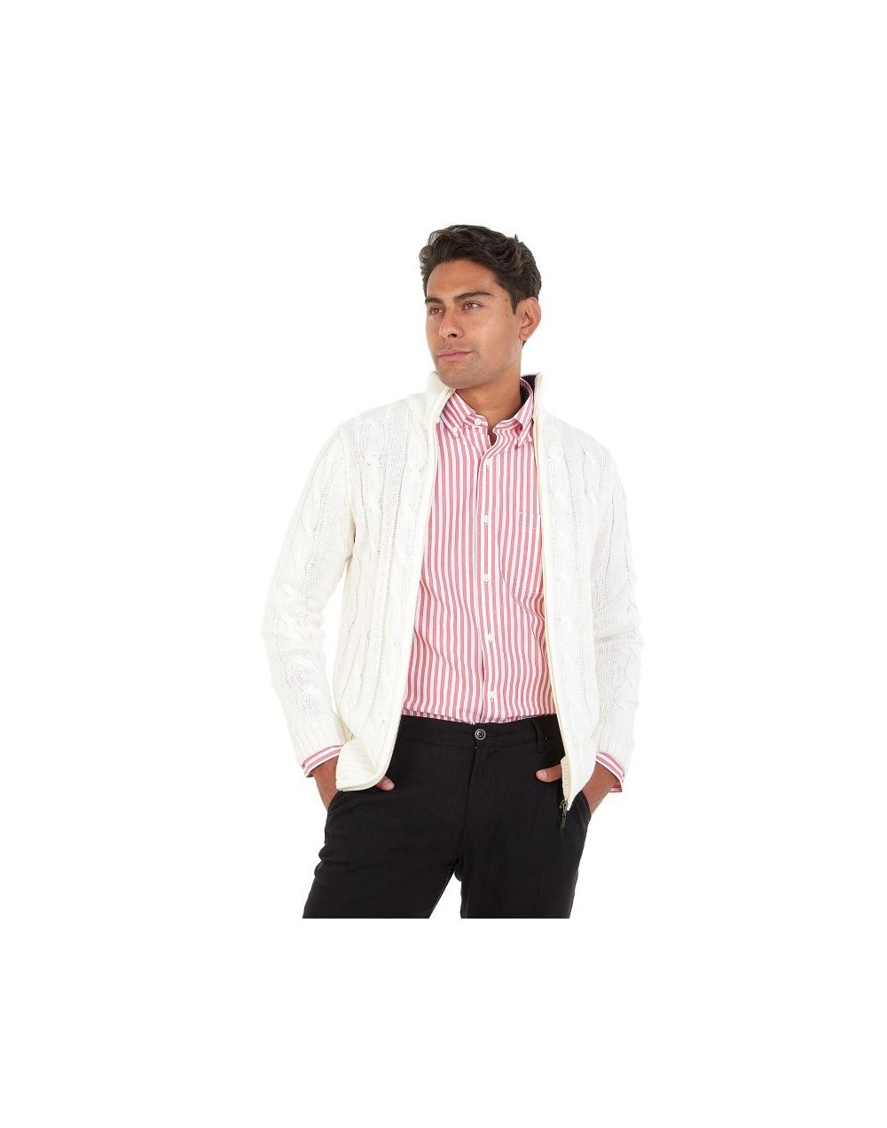 DHA786 Chaqueta Trenzada Color Marfil Talla S M L XL