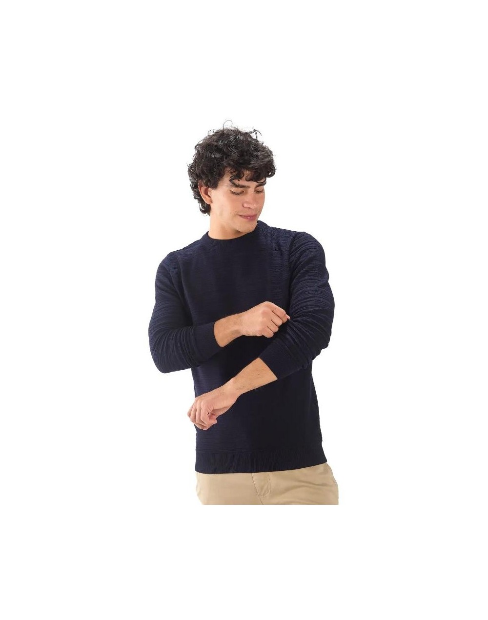 OHC816 Saco Lineas Desiguales Color Azul Oscuro Talla S M L XL