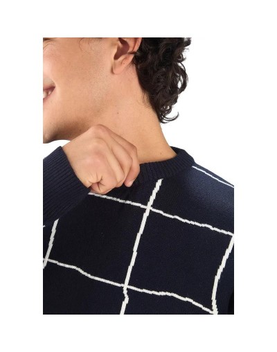 MHC811 Saco Cuadros Desiguales Color Azul Oscuro Marfil Talla S M L XL