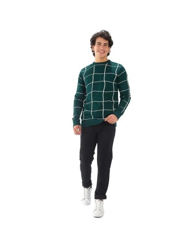 MHC811 Saco Cuadros Desiguales Color Verde Botella Marfil Talla S M L XL