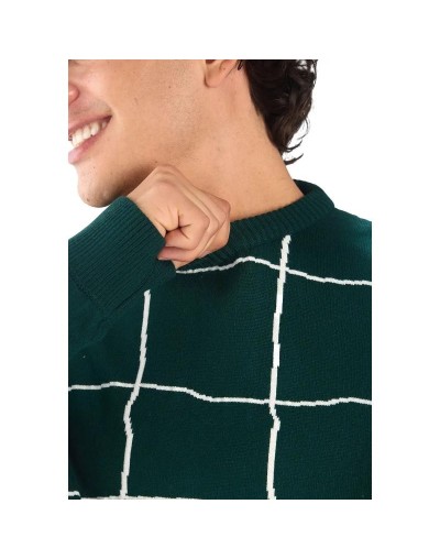 MHC811 Saco Cuadros Desiguales Color Verde Botella Marfil Talla S M L XL