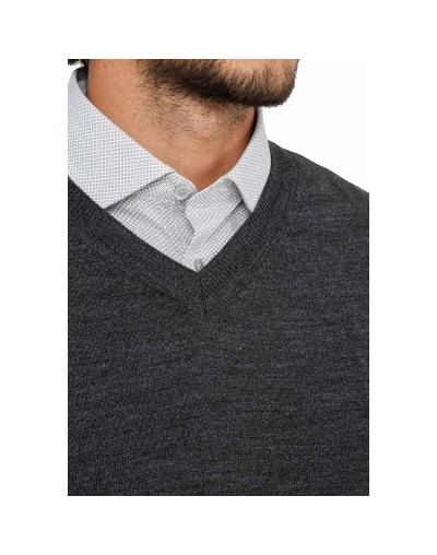 SHC006 Buzo Cuello V Color Gris Oscuro Talla S M L XL