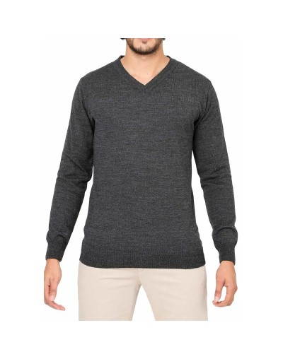 SHC006 Buzo Cuello V Color Gris Oscuro Talla S M L XL