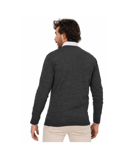 SHC006 Buzo Cuello V Color Gris Oscuro Talla S M L XL