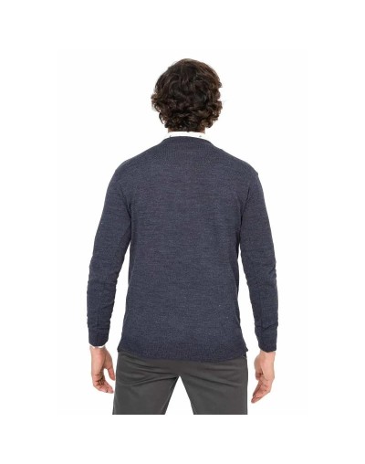 SHC006 Buzo Cuello V Color Azul Oscuro Talla S M L XL