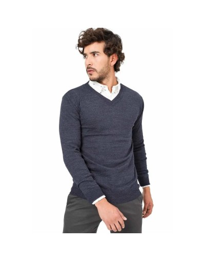 SHC006 Buzo Cuello V Color Azul Oscuro Talla S M L XL
