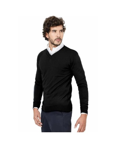 SHC006 Buzo Cuello V Color Negro Talla S M L XL