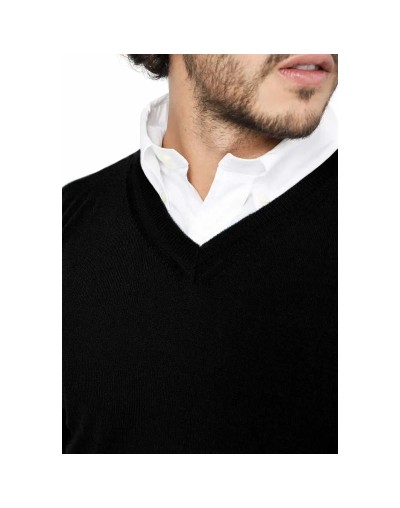SHC006 Buzo Cuello V Color Negro Talla S M L XL