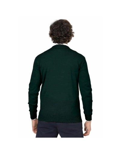SHC006 Buzo Cuello V Color Verde Botella Talla S M L XL
