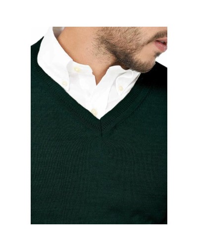 SHC006 Buzo Cuello V Color Verde Botella Talla S M L XL