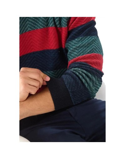 MHC810 Saco Matizado 3 Colores Zigzag Multicolor Talla S M L XL