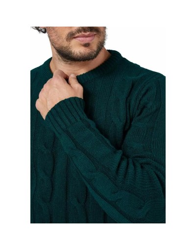 DHC677 Buzo Trenzado Cuello Redondo Color Verde Botella Talla XS S M L XL