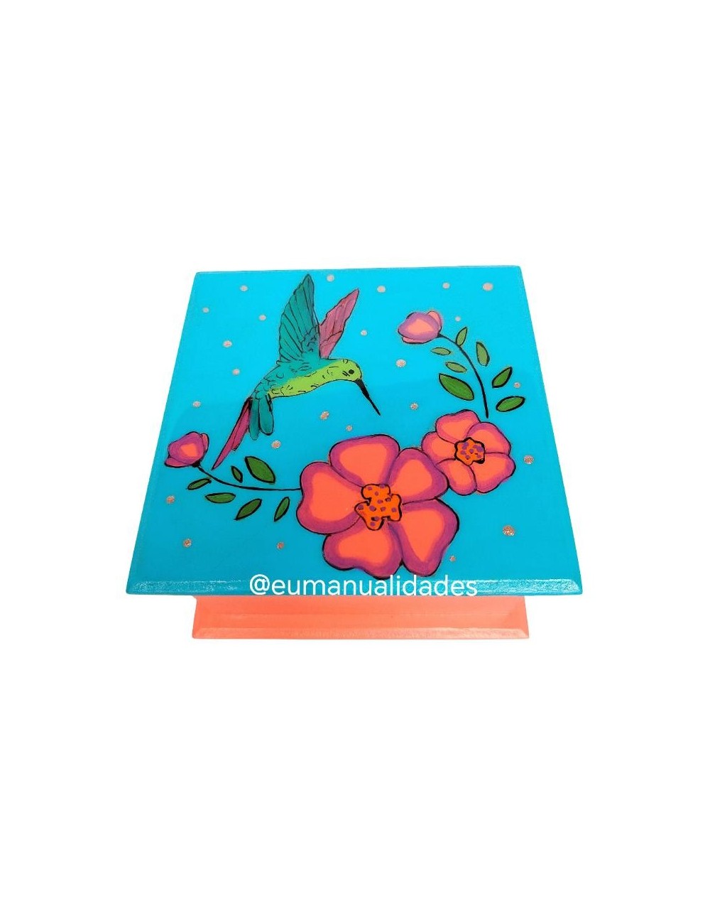 Caja colibri y flor