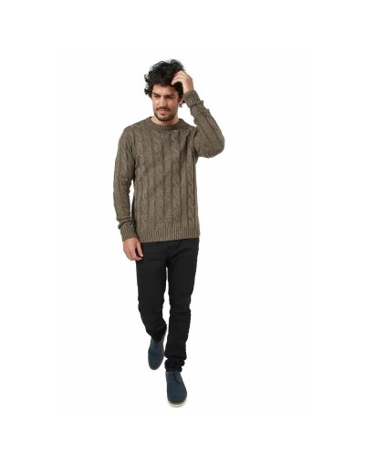 DHC677 Buzo Trenzado Cuello Redondo Color Camel Talla XS S M L XL
