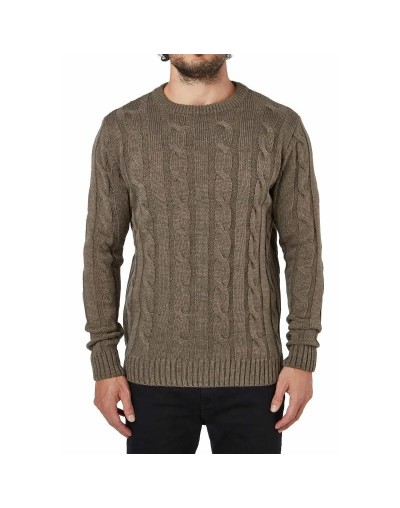 DHC677 Buzo Trenzado Cuello Redondo Color Camel Talla XS S M L XL