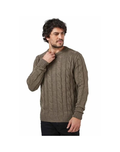 DHC677 Buzo Trenzado Cuello Redondo Color Camel Talla XS S M L XL
