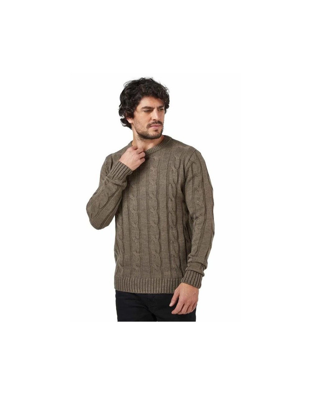 DHC677 Buzo Trenzado Cuello Redondo Color Camel Talla XS S M L XL