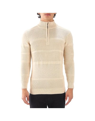 BHA832 Sueter Cuello Alto Labrado Color Beige Talla S M L XL