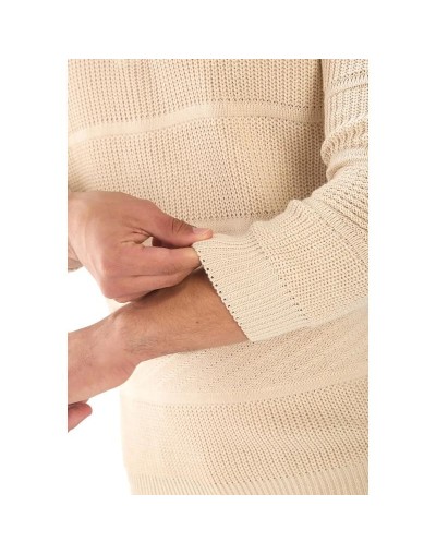 BHA832 Sueter Cuello Alto Labrado Color Beige Talla S M L XL