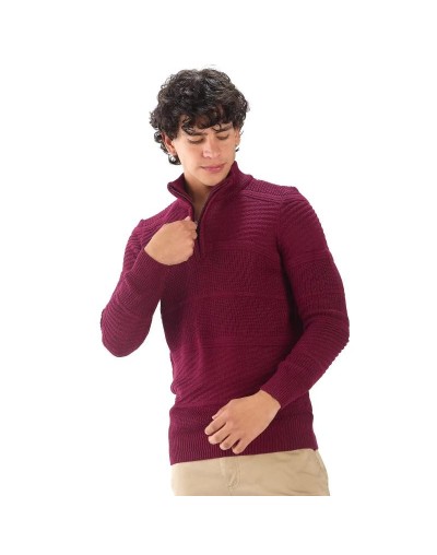 BHA832 Sueter Cuello Alto Labrado Color Vinotinto Talla S M L XL