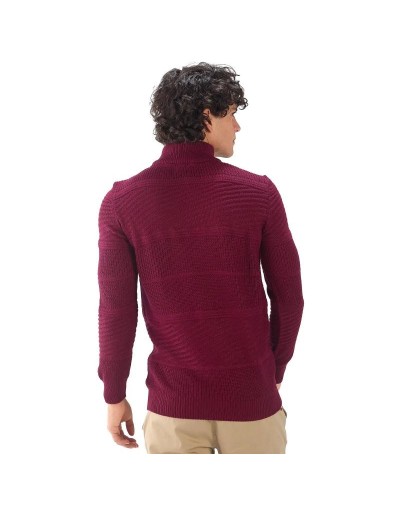 BHA832 Sueter Cuello Alto Labrado Color Vinotinto Talla S M L XL