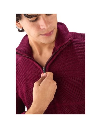 BHA832 Sueter Cuello Alto Labrado Color Vinotinto Talla S M L XL